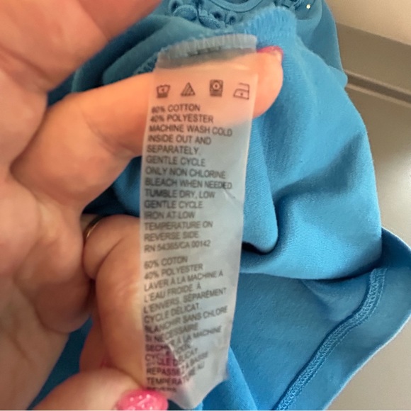 Alia petite blue silver looped collar detail short sleeve tee Size S - Picture 5 of 7